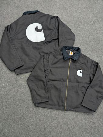 Carhartt Black Detroit Rework Style Jackets, White Carhartt Logo Embroidery (front & back), (CE-001), 5 pcs