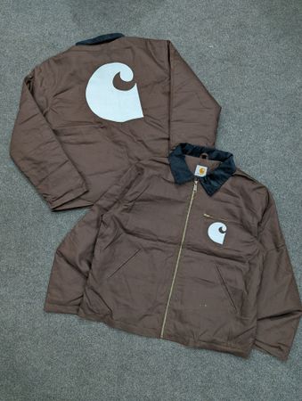 Carhartt Dark Brown Detroit Rework Style Jackets, White Carhartt Logo Embroidery (front & back), (CE-004), 5 pcs