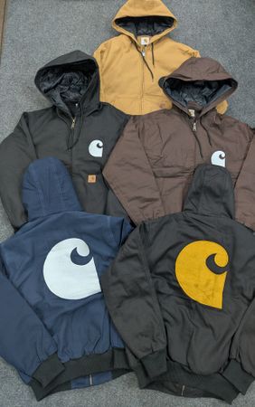 Carhartt Active Wear Rework Style Jackets, White Carhartt Logo Embroidery (front & back)