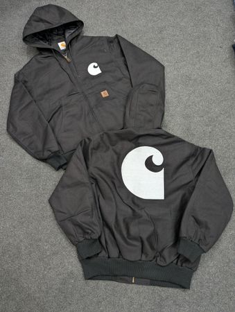 Carhartt Black Active Wear Rework Style Jackets, White Carhartt Logo Embroidery (front & back), (CE-005), 5 pcs