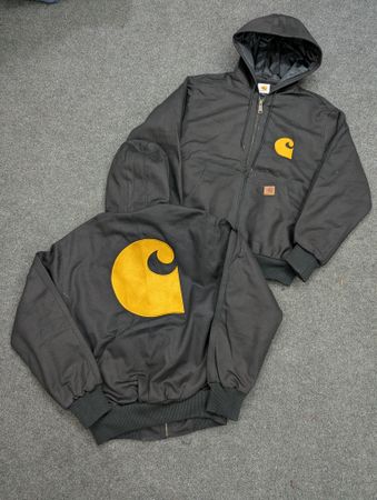 Carhartt Black Active Wear Rework Style Jackets, Gold Carhartt Logo Embroidery (front & back), (CE-006), 5 pcs