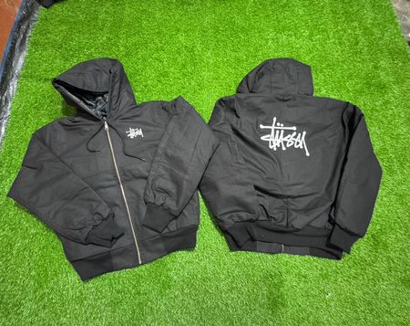 Rework Style Stüssy black hooded jacket