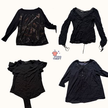 Abstract Print Black Mesh Top – Y2K(MT-011)