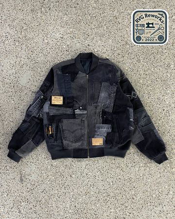 Upcycled Zero-Waste Denim Bomber Jacket