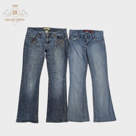 Y2K 90s Vibes Embroidered Flare Jeans