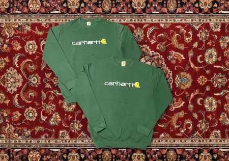 Carhartt rework style green sweatshirt