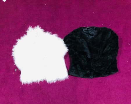 Faux fur open girls jacket