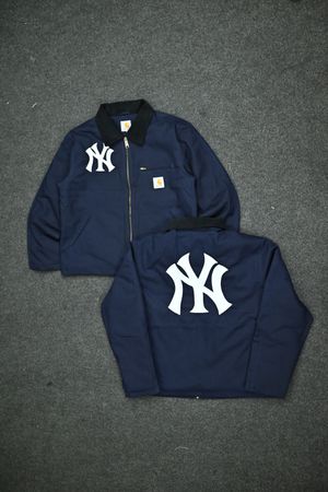 Carhartt x NY Navy Blue Detroit Rework Style Jackets, NY Logo Embroidery (front & back), (NYE-001)