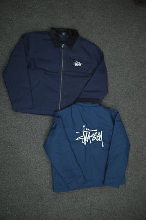 Stussy Navy Blue Detroit Rework Style Jackets, Stussy Embroidery (front & back), (SE-009), 5 pcs
