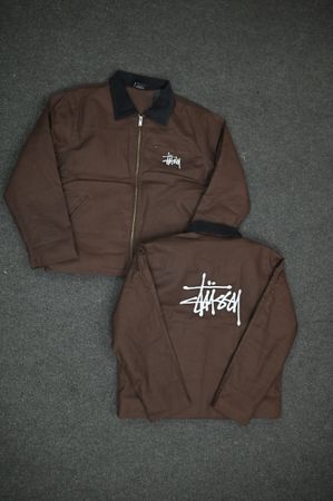 Stussy Dark Brown Detroit Rework Style Jackets, Stussy Embroidery (front & back), (SE-007), 5 pcs