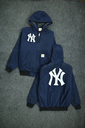 Veste de sport retravaillée Carhartt x NY bleu marine, broderie du logo NY (avant et arrière), (NYE-009), 5 pièces