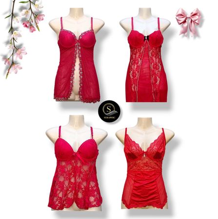 Y2K Style Red Baby Doll Tops