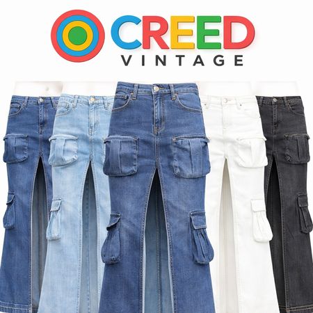 CR1129  Upcycled Utility Split Denim Skirt