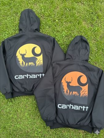 Carhartt Black printed Hoodies Reworked Style Jacket
