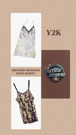 Y2K Midnight Blossom Satin Nigty