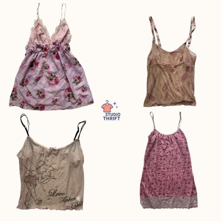 Y2K Cami Tops – Fairycore, Lace & Soft Print Mix(CTO-010)