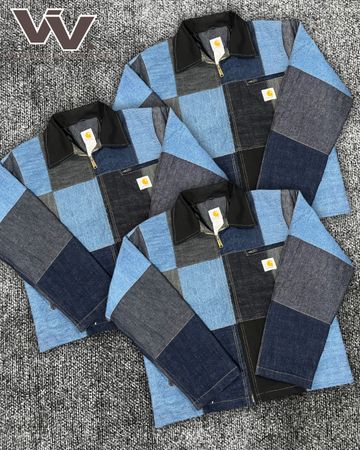 Carhartt reworked style denim patchwork Detroit jackets #19126