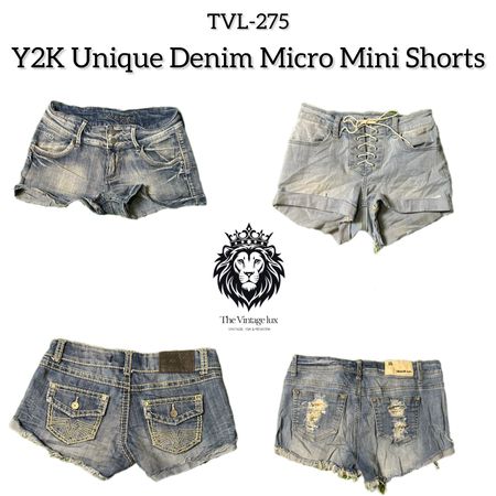 Y2K Unique Denim Micro Mini Shorts (TVL-275)