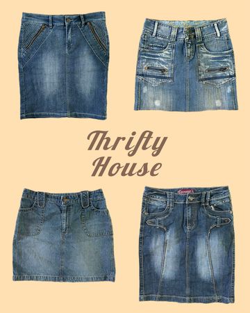 Jupes midi en denim uniques Y2k (TH/127)