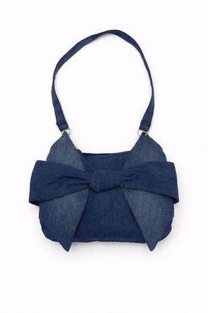 CR1131 Upcycled Denim Bow Shoulder Bag