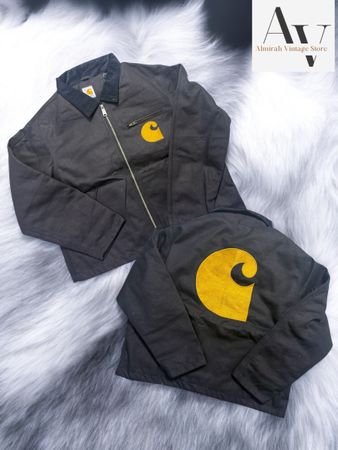 Carhartt rework style black embroidery detroit jacket