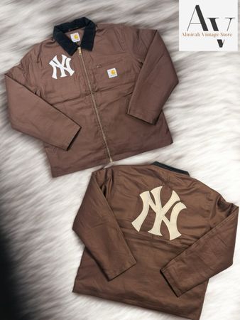Carhartt rework style embroidery yankees brown detroit jacket