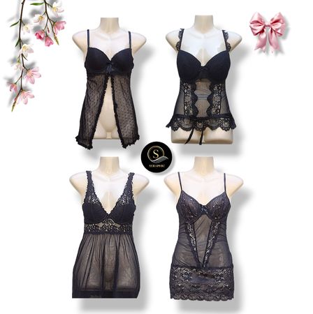 Y2K Black Rave Baby Doll Tops