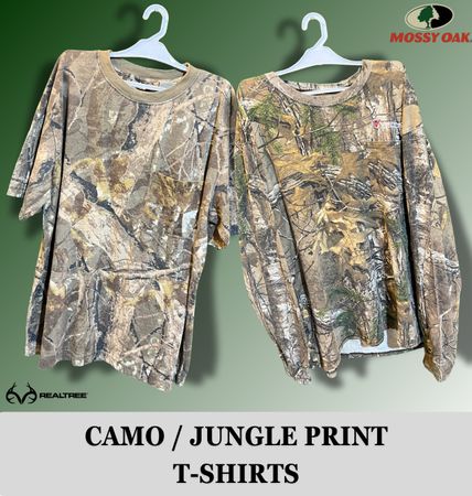 Camo / Jungle Print T Shirts including Mossy Oak and Real Tree etc
