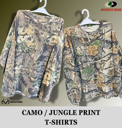 Premium (Camo / Jungle Print) T-Shirts including Mossy Oak, Real tree and other brands
