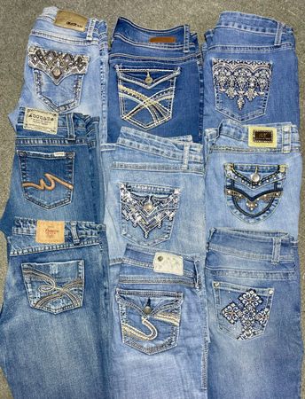 Y2K刺繍入りフレア/ブーツカットジーンズ