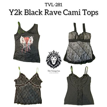 Y2K Black Rave Cami Tops (TVL-281)