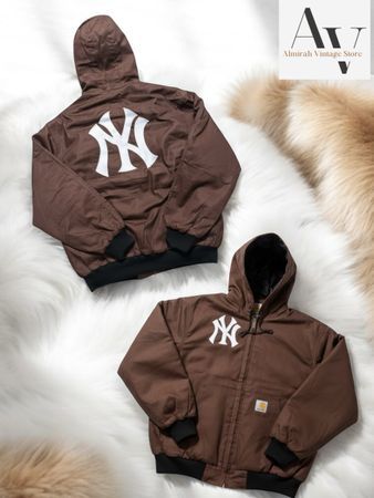 Carhartt rework style brown NY embriodery hooded jacket