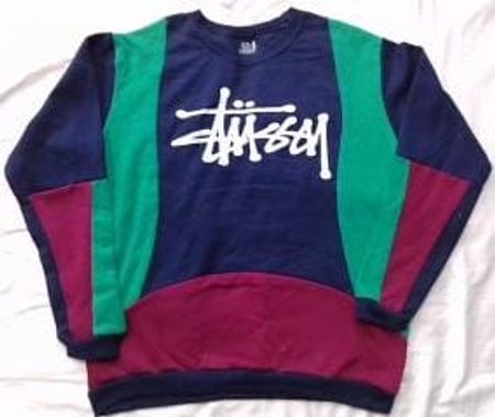 CR6022 Upcycled Stussy Print Patchwork Sweatshirts