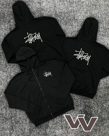 Stussy reworked style black zipper hoodies #22126