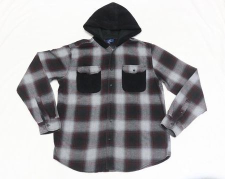 CR1159 Upcycled Hooded Flannel Shirt Jacket