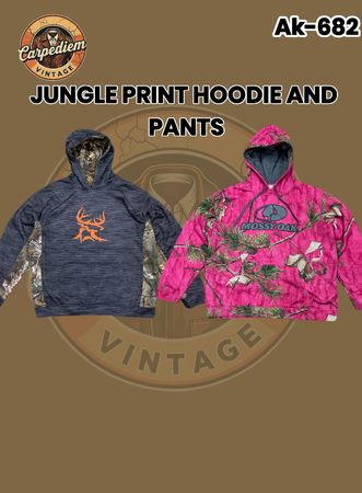 Haut à capuche et pantalon imprimés jungle Ak-682