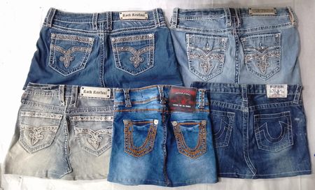 CR6033 Upcycled True Religion & Rock Revival Skirts