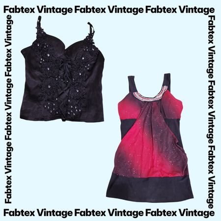 (FV-897) Dark Y2K Gothic Tops Bundle | Vintage Party & Night Core