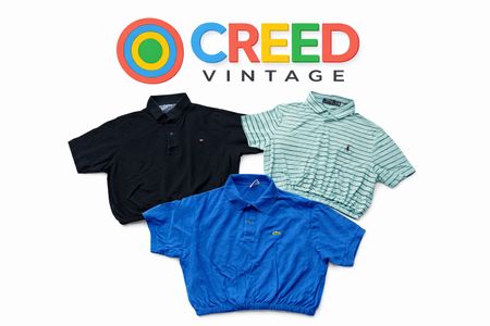 CR6058 Upcycled Mix Branded Crop Tops