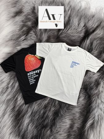 Stussy rework style strawberry 🍓 black an white tee