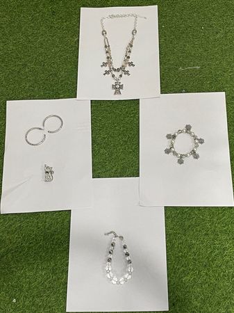 (FV-909) Ensemble de bijoux en argent croix gothique – Esthétique grunge Y2K