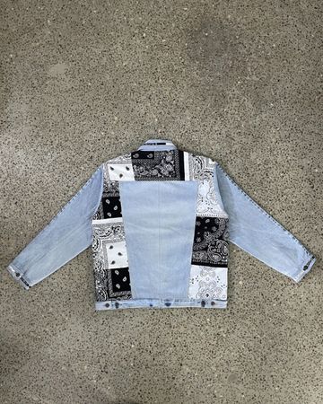 Upcycled Bandana Panel Denim Jacket