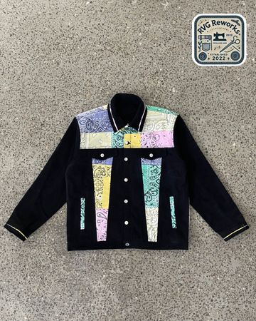 Upcycled Bandana Panel Denim Jacket