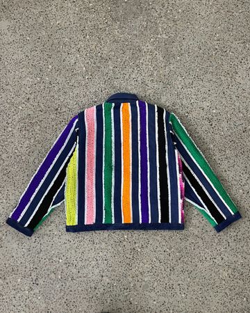 Upcycled Crochet Panel Denim Jacket