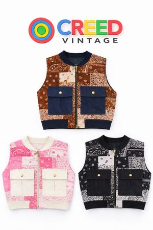 CR1176  Upcycled Bandana Patch Utility Vest