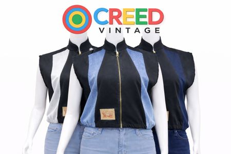 CR1179 Upcycled Shadow Panel Denim Vest