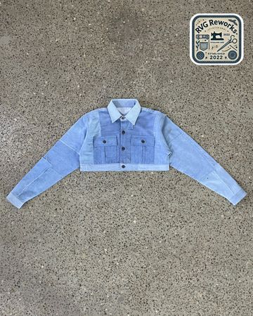 Upcycled Cropped Denim Trucker Jacket