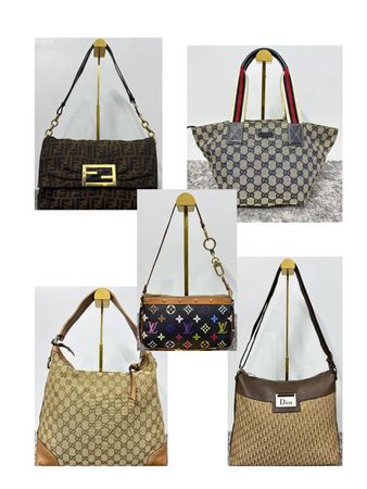 Louis Vuitton, Gucci, Christian Dior & Fendi. Bundle of 5 Designer Bags