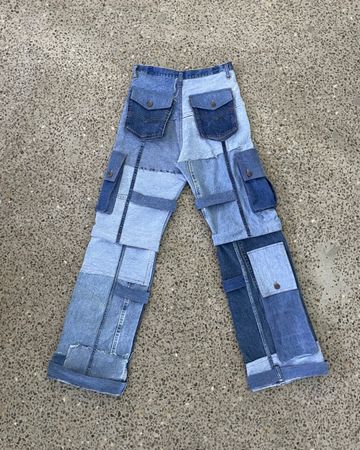 Upcycled Denim Cargo Pants