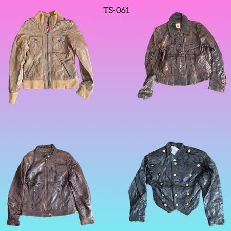 Veste en cuir cool des années 90 Y2K Vine (TS-061)